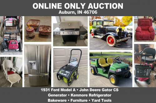 ONLINE ONLY Personal Property Auction_Auburn, IN 46706_1931 Ford Model A, John Deere Gator CS, Generator