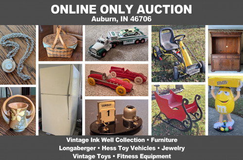 ONLINE ONLY Personal Property Auction_Auburn IN, 46706_Ink Wells, Antiques, Longaberger, Toys