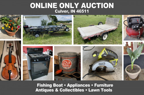 ONLINE ONLY Personal Property Auction_Culver, IN 46511_Fishing Boat, Appliances, Power Tools