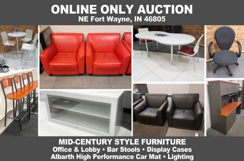 ONLINE ONLY Personal Property Auction_NE Fort Wayne, IN 46805_Lobby & Office Furniture, Mid-Century Style, Abarth Car Mat
