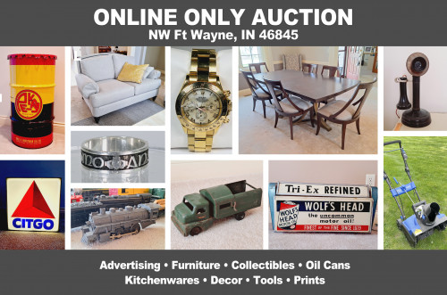 ONLINE ONLY Personal Property Auction_Fort Wayne, IN 46845_Advertising, Collectibles, Furniture