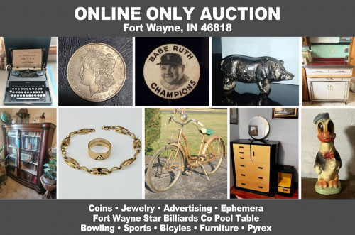 ONLINE ONLY Personal Property Auction_NW Fort Wayne, IN 46818_Coins, Jewelry, Advertising, Ephemera, Star Billiard Pool Table, Sports