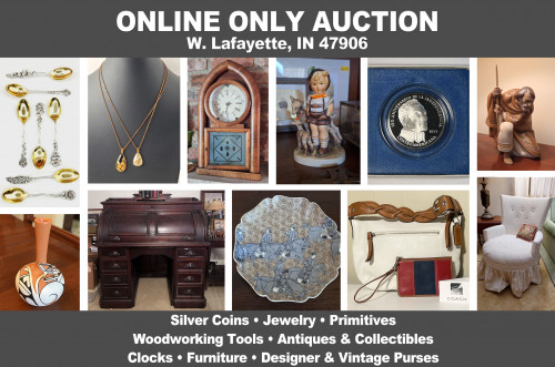 ONLINE ONLY Personal Property Auction_W. Lafayette, IN 47906_Coins, Woodworking, Jewelry, Antiques