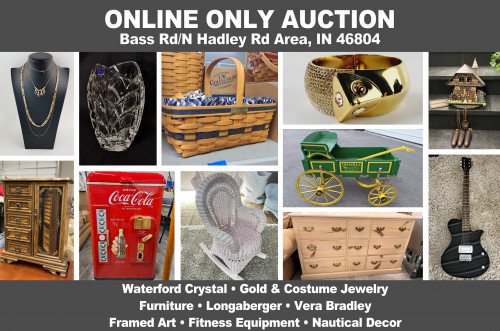 ONLINE ONLY Personal Property Auction_Bass Rd/N Hadley Rd Area, 46804_Jewelry, Waterford, Furniture