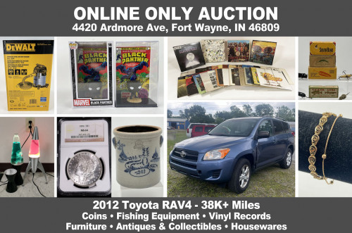 Lantern 95_ ONLINE ONLY Auction - 2012 Toyota RAV4, Coins, Fishing Equipment, Furniture, NEW Merchandise, Collectibles