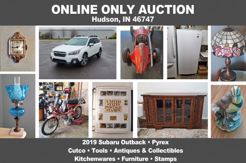 ONLINE ONLY Personal Property Auction_Hudson, IN 46747_2019 Subaru Outback, Alum. Pier, Cutco, Tools