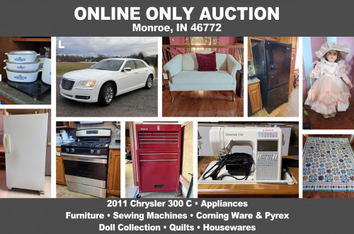 ONLINE ONLY Personal Property Auction_Monroe, IN 46772_2011 Chrysler 300 C, Appliances, Furniture