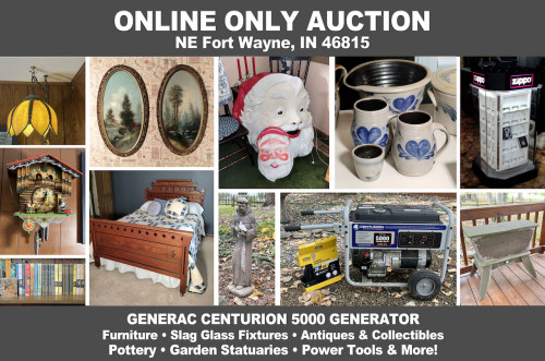 ONLINE ONLY Personal Property Auction_NE Fort Wayne, IN 46815_Generator, Furniture, Antiques & Collectibles, Pottery, Tools, Garden Statuaries
