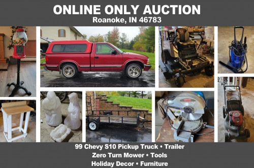 ONLINE ONLY Personal Property Auction_Roanoke, IN 46783 _Gehl Loader, Polaris ATV, Furniture, Tools