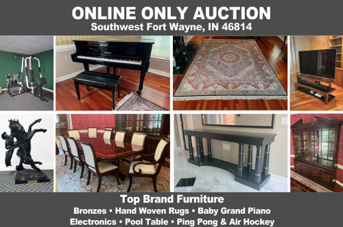 ONLINE ONLY Personal Property Auction_Southwest Fort Wayne, IN 46814_QUALITY Furniture, Fitness Equipment, Pool Table, Bronzes, Rugs