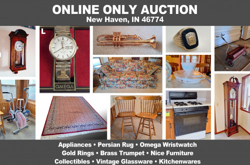 ONLINE ONLY Personal Property Auction_New Haven, IN 46774_Appliances, Rugs, Wristwatches, Furniture