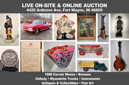 Lantern 114_ LIVE ONSITE & ONLINE_1968 Corvair Monza, Chihuly, Instruments, Art, Bronzes, Furs, Taxidermy, Toys
