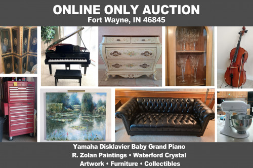 ONLINE ONLY Personal Property Auction_Fort Wayne, IN 46845_Yamaha Baby Grand, Zolan Art, Furniture