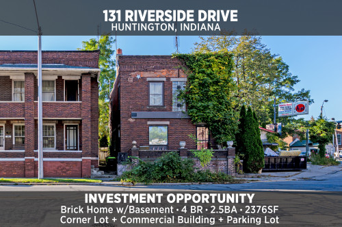 Investment Property: Two Story Brick Home. 3BR · 2.5BA · Unfinished Basement + General Commercial Building w/Parking Lot