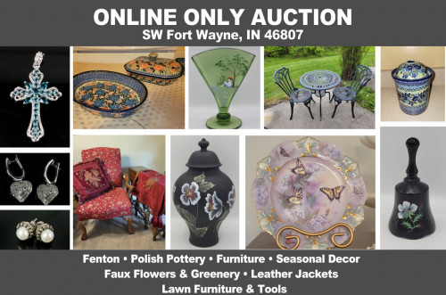 ONLINE ONLY Personal Property Auction_SW Fort Wayne, IN 46804 _Fenton, Polish Pottery, Furniture