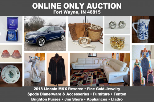 ONLINE ONLY Personal Property Auction_Ft Wayne, IN 46815_2018 Lincoln MKX, Jewelry, Furniture, Purses