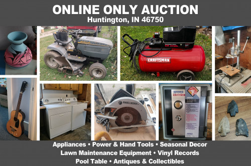 ONLINE ONLY Personal Property Auction_Huntington, IN_Appliances, Tools, Antiques & Collectibles,Vintage Record Albums, Tobacciana, Pocket Knives, Furniture & Decor