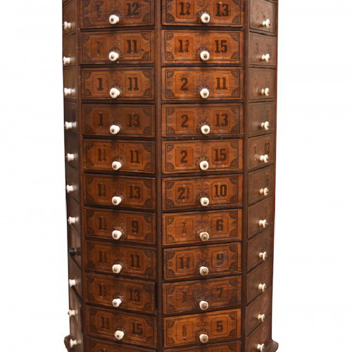 Antique Revolving Hardware Cabinet