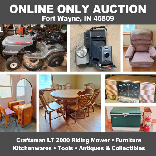 ONLINE ONLY Personal Property Auction_Fort Wayne, IN 46809_Riding Mower, Antiques & Collectibles