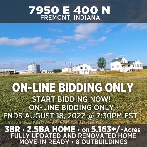 ON-LINE AUCTION - 5.163+/- ACRES | ON-LINE BIDDING ONLY ENDS AUGUST 18, 2022 @ 7:30PM