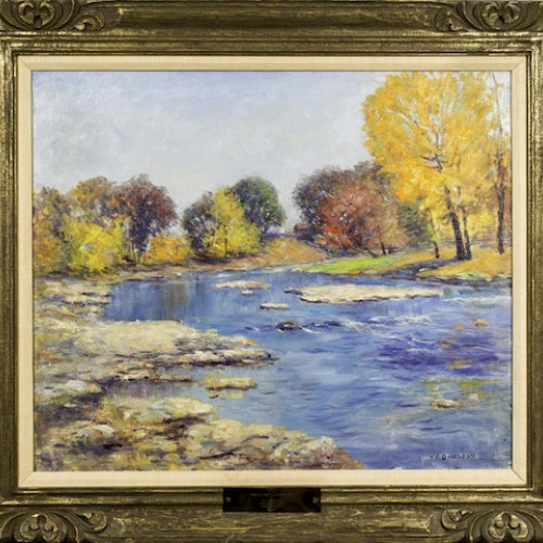 Homer Davisson oil painting "Mississinewa River / Rocks"