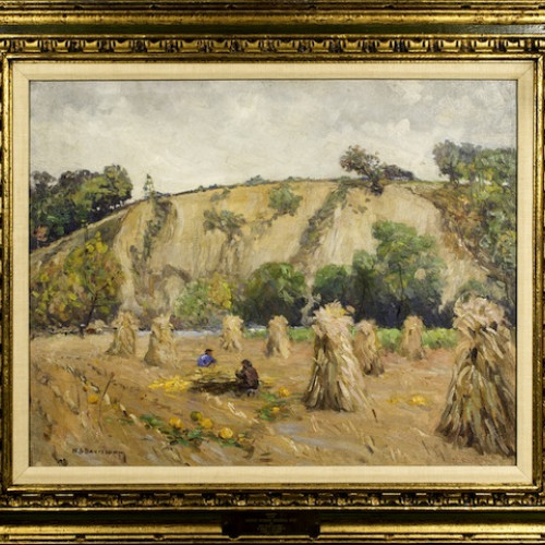Homer Davisson oil painting "Somerset River Cut Corn Stalks"