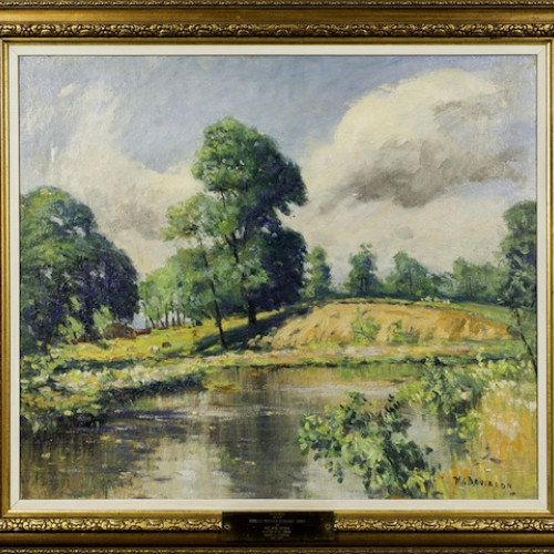 Homer Davisson oil painting "River Hillside Cliff"