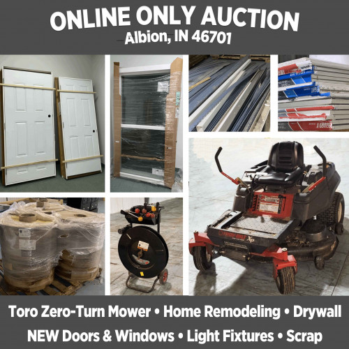 ONLINE ONLY Auction in Albion, IN_Pickup April 5th, 11:00 am - 3:00 pm EST
