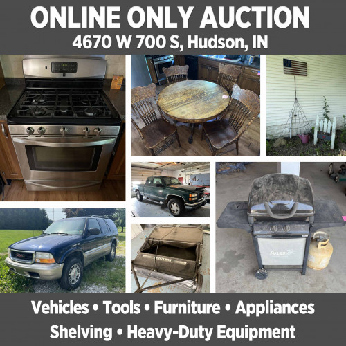ONLINE ONLY Auction in Hudson, IN - Pickup 11 a.m.-3 p.m. July 25