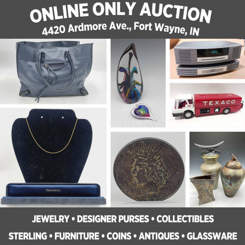 Lantern 44 ONLINE ONLY Auction - Jewelry, Purses, Collectibles - Pickup 11 a.m.-5 p.m. May 23