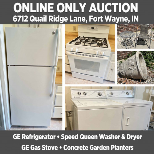 ONLINE ONLY Appliance Auction at 6712 Quail Ridge Lane - Pickup Sept. 22