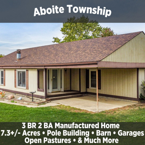 3 Bedroom 2 Bathroom Manufactured Home on 7.3+/- Acres in Aboite Township