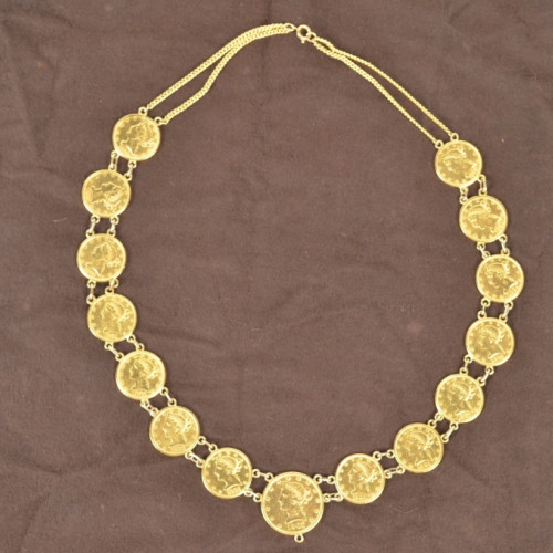 Gold Liberty Coin Necklace w/ 15 Coins