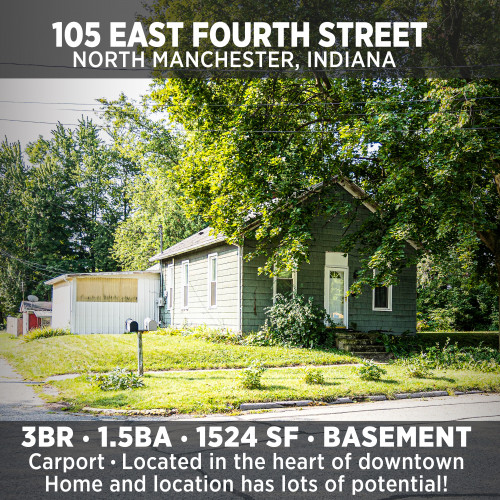 Located in Downtown North Manchester, Indiana. Great Opportunity for First Time Home Owners!